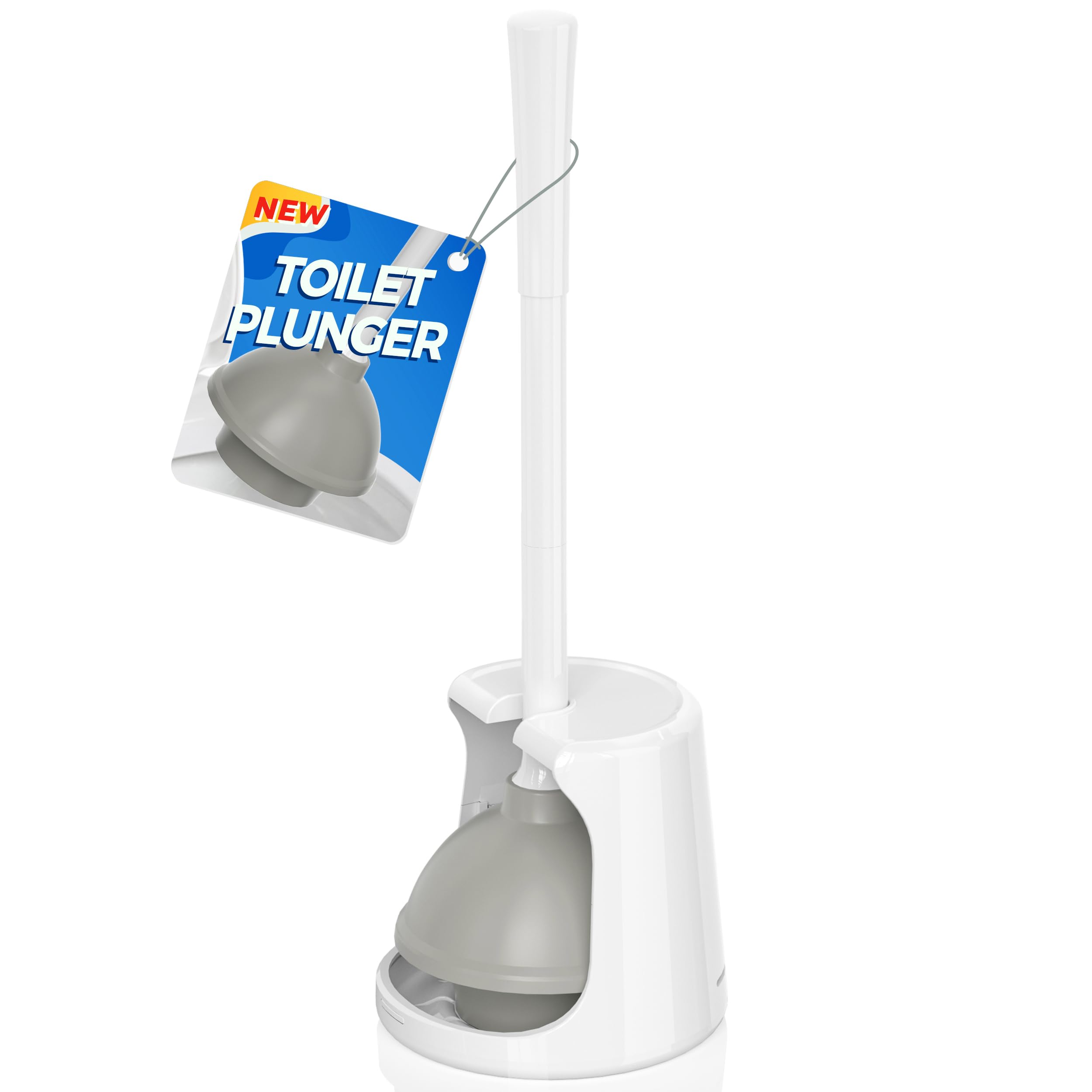 Toilet Plunger with Holder, Plungers for Bathroom Heavy Duty for 5.3-inch Toilet Drain, Toilet Plunger and Holder Combo for Bathroom Cleaning
