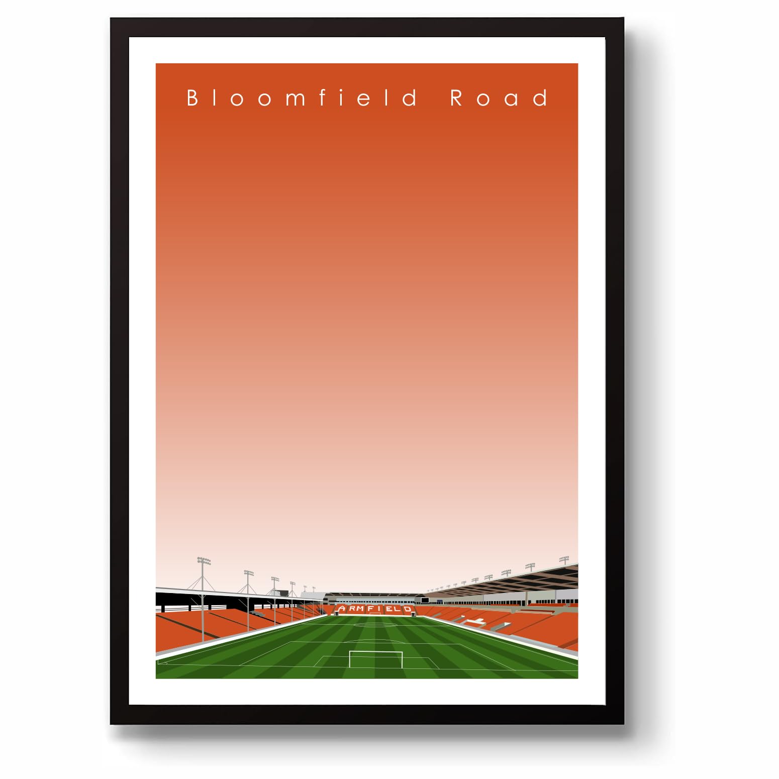 Grounddesigns Men's Tangerine And White Blackpool Fc Football Gift Bloomfield Road Stadium Art Unframed A3 Print