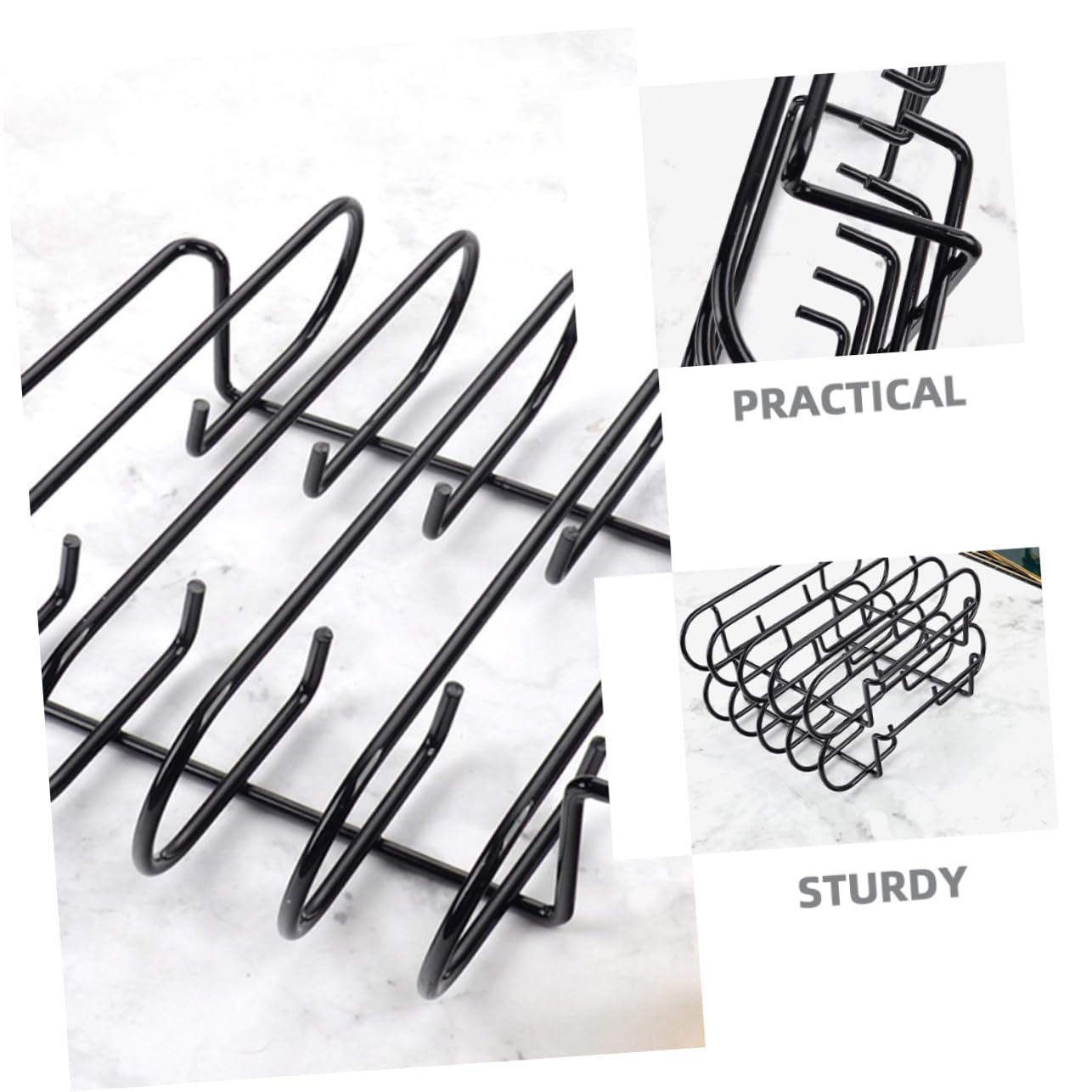 BESPORTBLE Supporto per Arrosto in Acciaio Inox Nero, Griglia Portatile Compatta e Resistente per Carne e Manzo, per Barbecue in Giardino o Campeggio