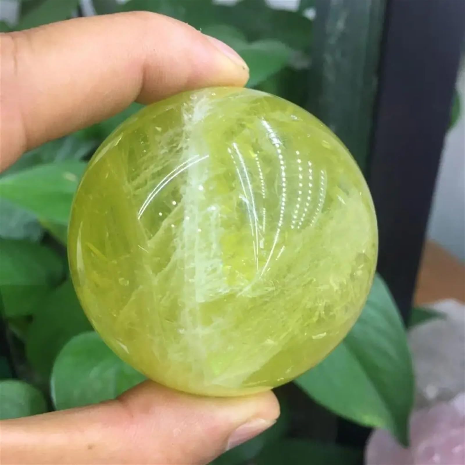 SSOPTMCB Yellow Polished Crystal Ball Ornaments (Size : 180-200g) Gemstone Stone