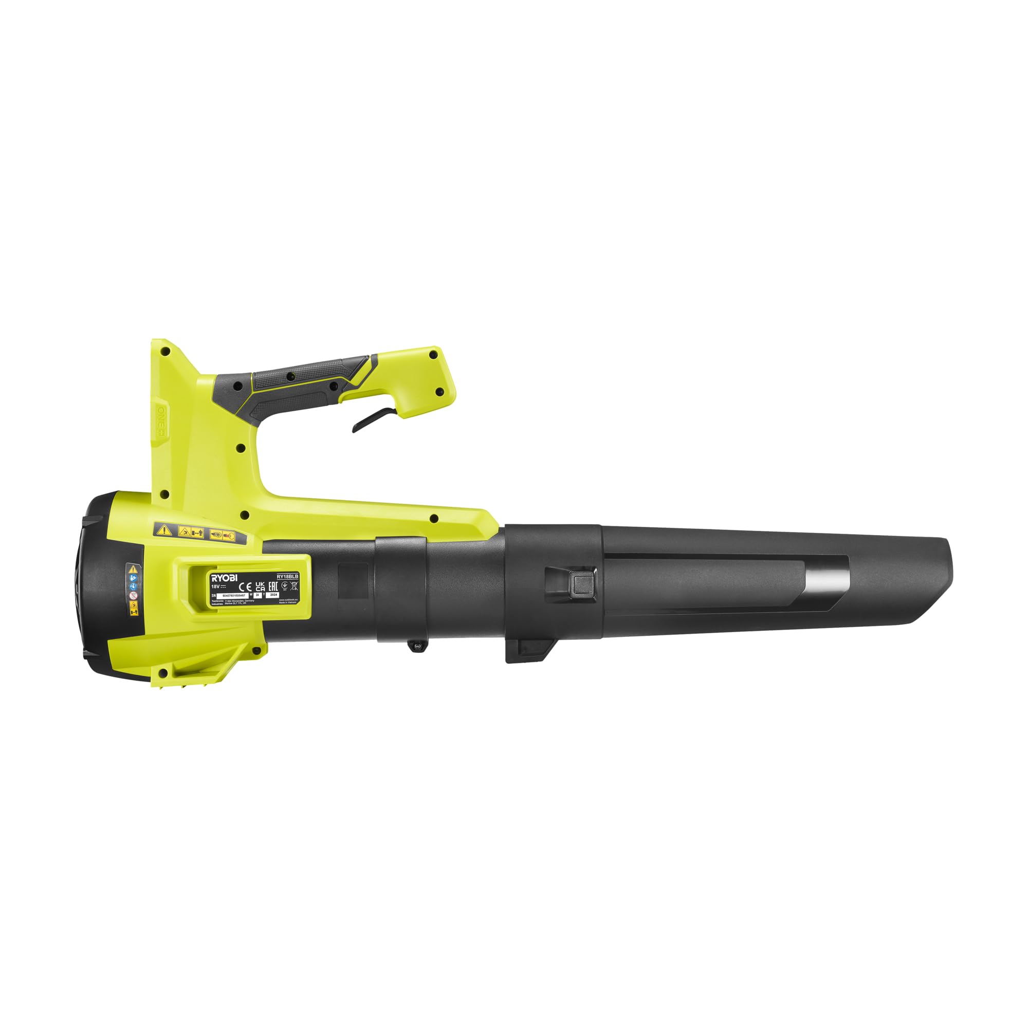 Ryobi RY18BLB-0 Soplador inalámbrico One+ de 18 V (batería y Cargador no incluidos) | RY18BLB-0, Hyper Green, diseño de ventilador axial, alta velocidad de aire, limpia hojas y desechos