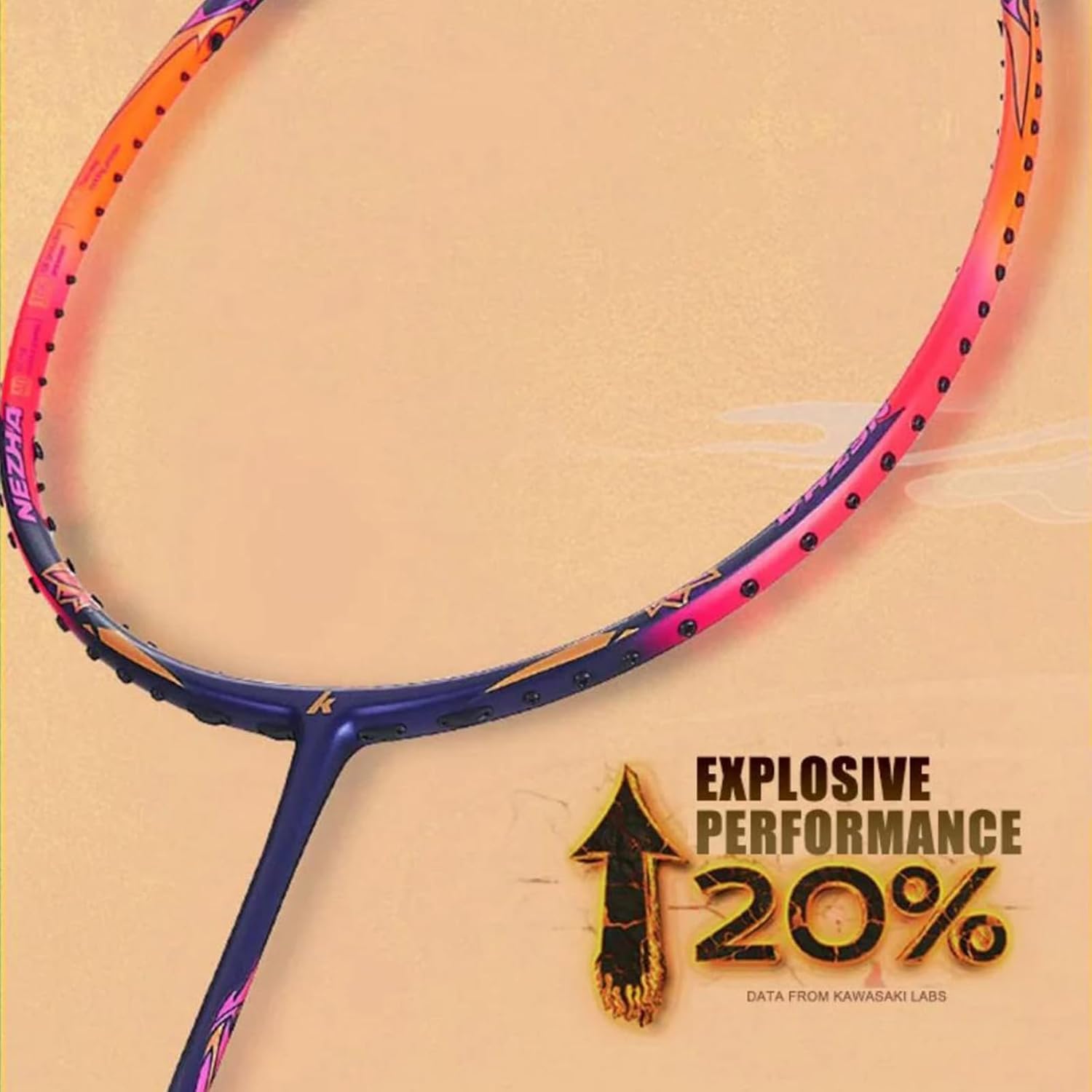 Kawasaki Professional Badminton Racket 35lbs High Tension 5U Ultra-Light 40T High Modulus Graphite Attack Type Lightweight Racket NEZHA 35