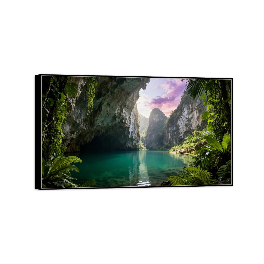 Landscape Canvas Prints Mountain Lake 6. Home Decor 40x70cm Black Frame