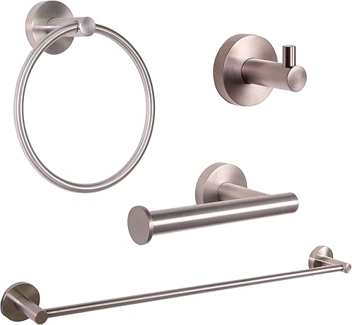 Design House 188433-SN Kelton - Accesorios de baño de 4 piezas, níquel satinado