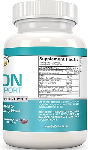 Miniatura 2 de Advanced Vision Support - Complejo de luteína ocular y visión con luteína, arándano, zinc, semilla de uva y vitaminas esenciales, cápsulas de retina