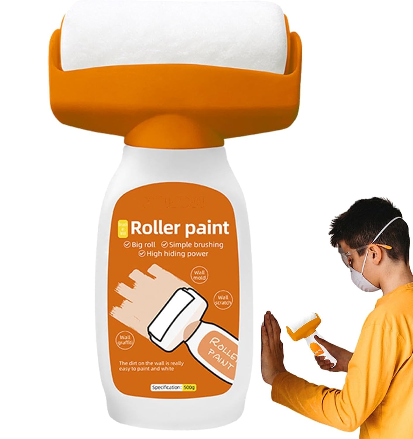 SWAMINE Wall Repair Roller Paint Household Supply Cleaning Tool White Water Based Latex DIY Renovation With Rolling Brush Touch Up Portable No-odor Antibacterial Paint Roller Brush (500g) (B0DC6ZJ4XC) Amazon Price History, Amazon Price Tracker