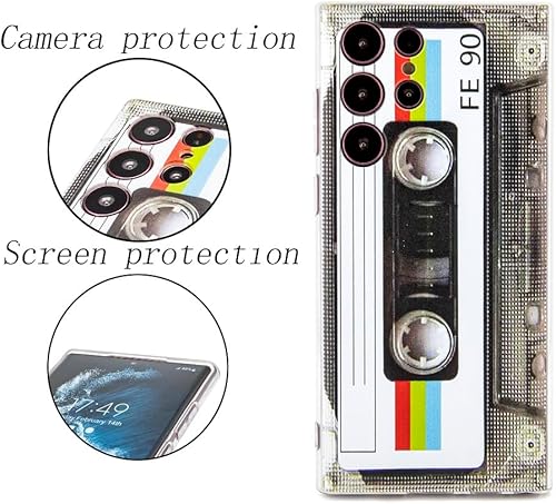 Miniatura 2 de Funda para Galaxy S22 Ultra a prueba de golpes a prueba de arañazos con TPU suave parachoques Retro Cassette Funda Compatible con Samsung Galaxy S22