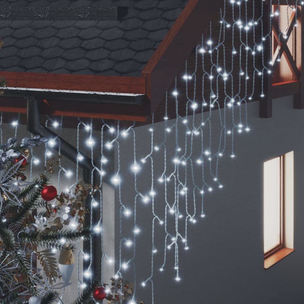 luci,led batteria,luci a batteria,luci esterno batteria,Tenda Luci LED Ghiacciolo 10m 400 LED Bianco Freddo 8 FunzioniIdeal für Weihnachtsfeiern, Wandambiente