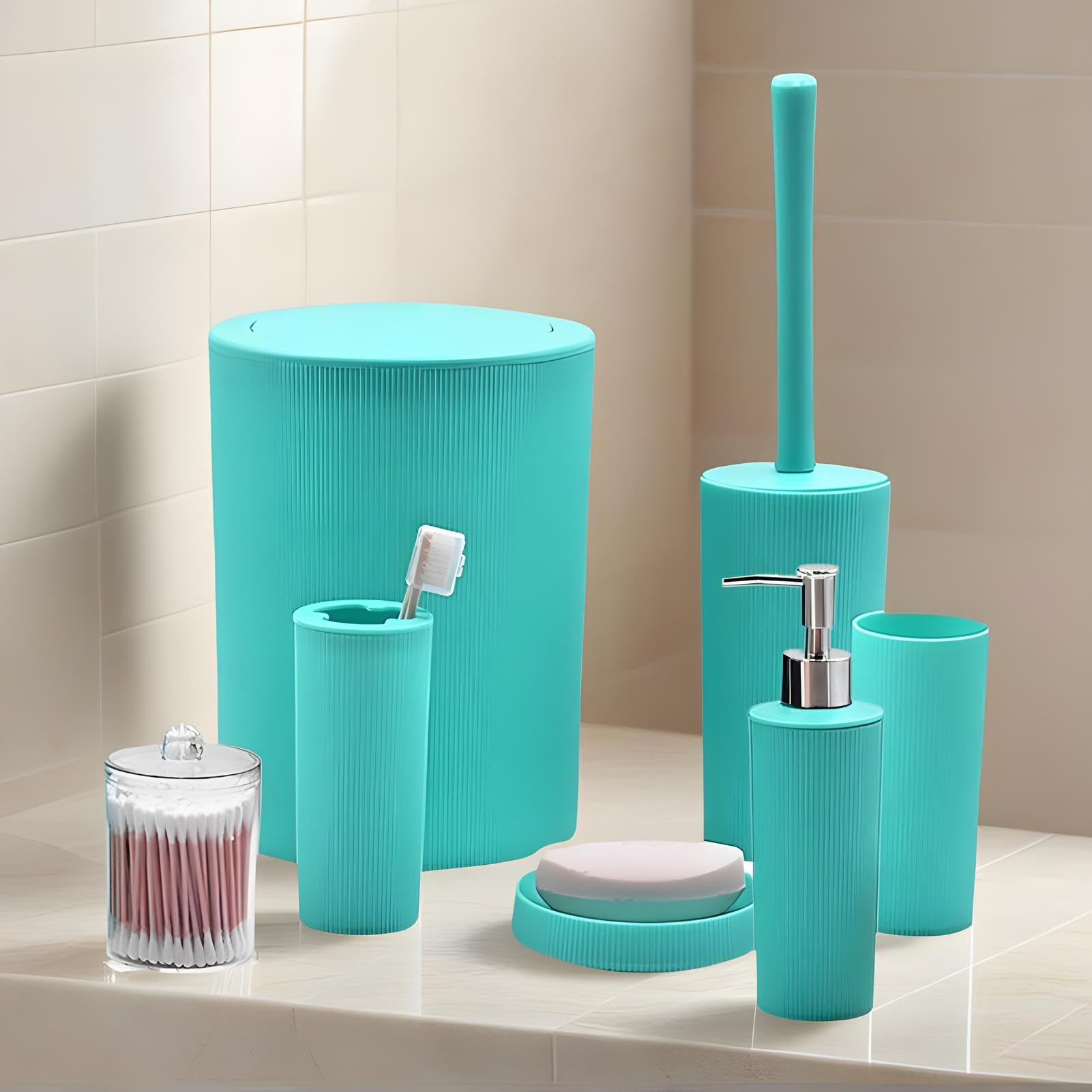 Accesorios De Baño Para Encimera Set de Dispensador de Jabón Loción y Cubo