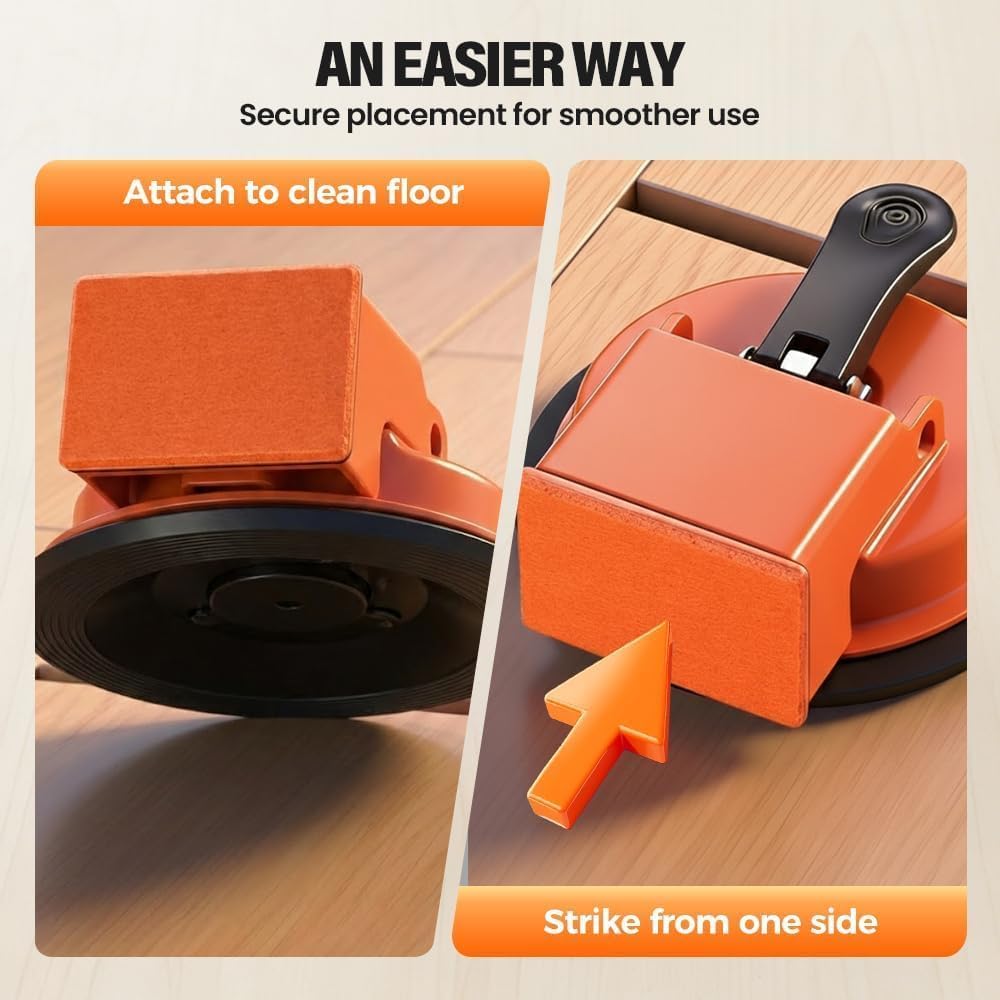 Floor Gap Fixer Tool, 2026 New Heavy Duty Floor Gaps Fixer Tools, Enhanced Vacuum Suction Cup, Flooring Gap Repair Tool for Laminate, Vinyl, Adjustable Height Setter Close Unsightly Seams(Orange) — view 2
