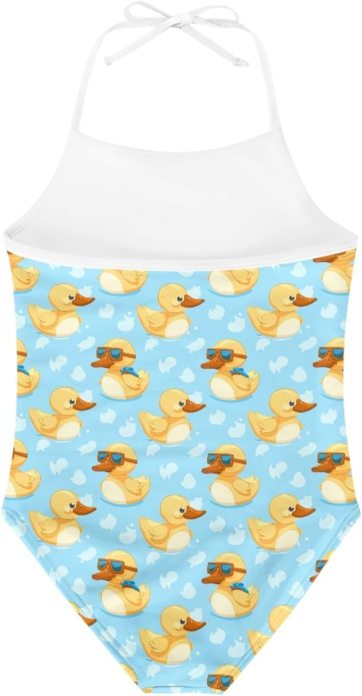 KiuLoam Penguins Group Girls One-Piece Swimsuit Quick Dry Beach Swim Bathing Suit for 3-8 Years Little Girls