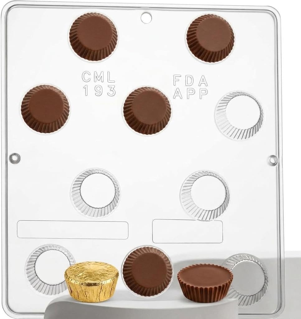 Peanut Butter Cup Chocolate Candy Mold (Extra Large) Made in the USA from Food Approved Plastic