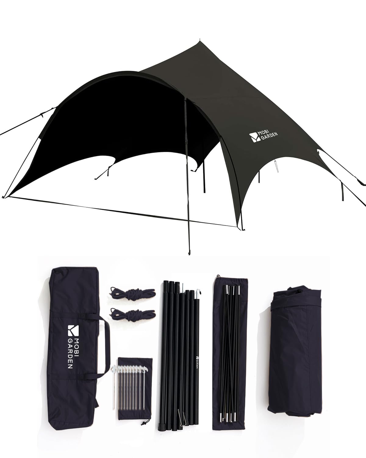 MOBI GARDEN アーチ型タープ Black Amazon | MOBI GARDEN タープアーチ型 10-20人用 大型タープ