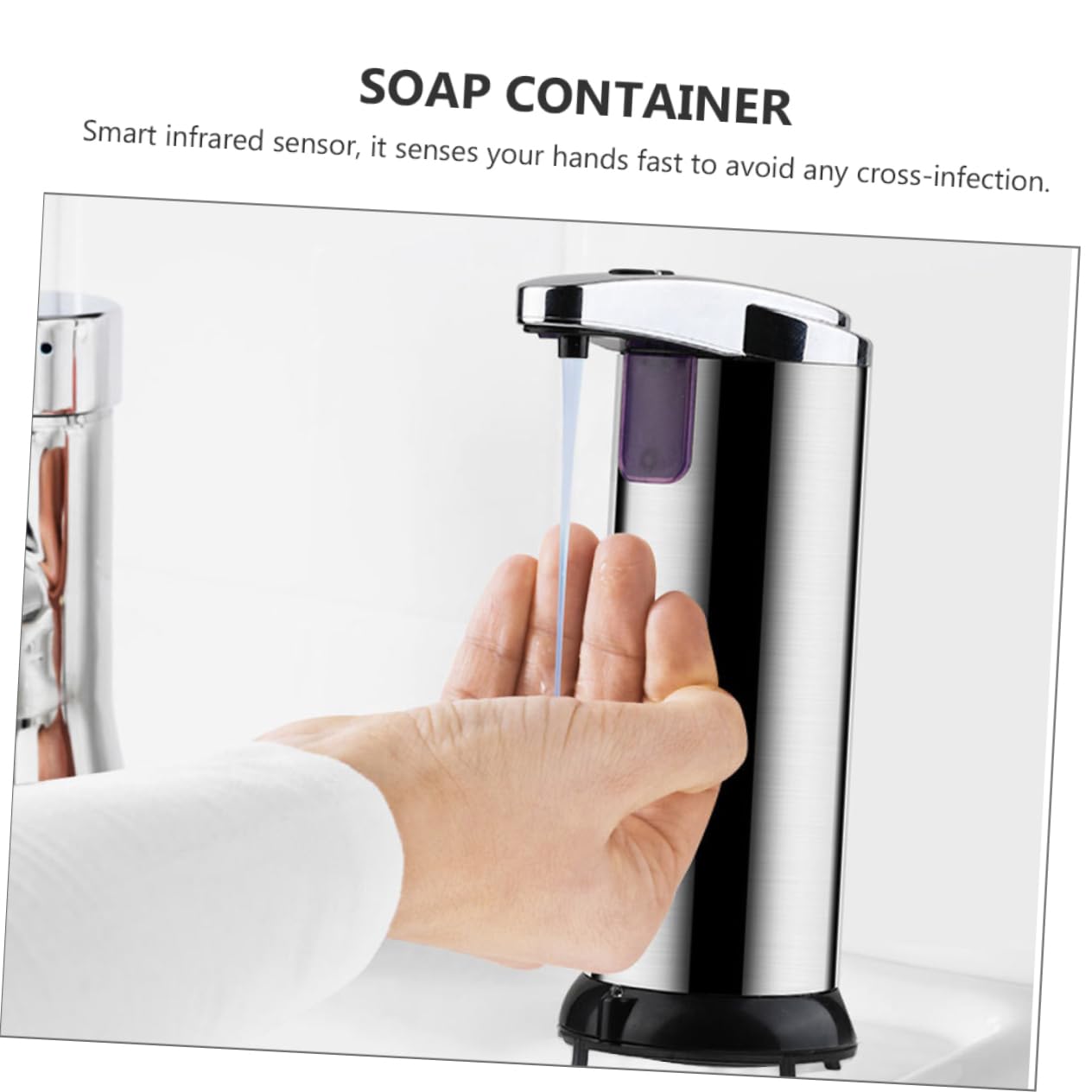Garneck Automatic Touch Hand Dispenser Stainless Steel 250ml Hands Soap Dispenser for Home Kitchen Hospital