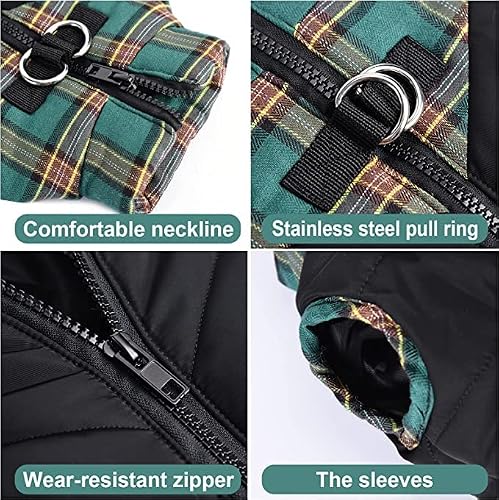 Winter Warm Dog Coat Jackets With D-Ring, Dog Sweater For Small Dogs, Chihuahua Clothes Zipper, Pet Puppy Cold Weather Coats Red, Green,Doggie Jackets Clothing (Small) #TOP4