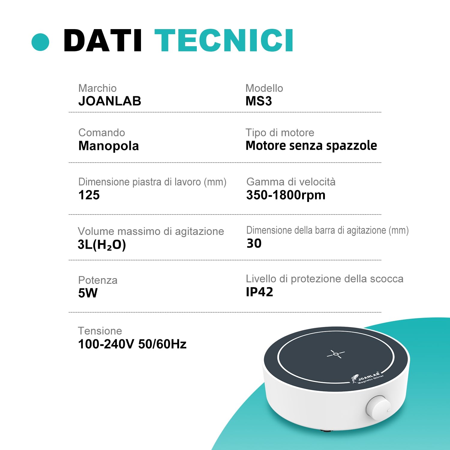 JOANLAB Agitatore Magnetico, compatto e portatile, per laboratorio e produzione domestica di birra