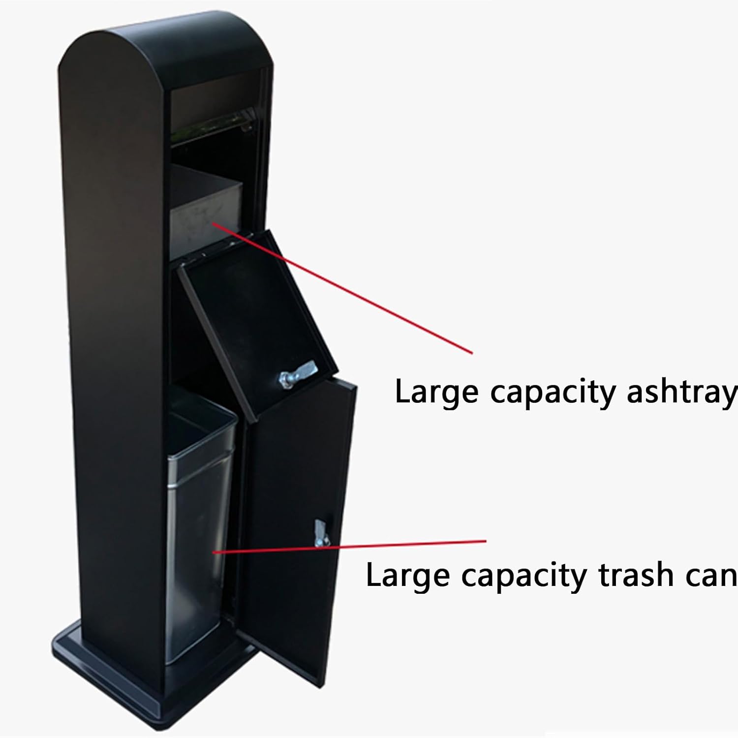 Outdoor Standing Ashtray, Ash Tray Outdoors, with Trash Bin, Large Capacity, Commercial Cigarette Butt Disposal Receptacle, Outdoor Trash Receptacle for Commercial Streets(Silver)