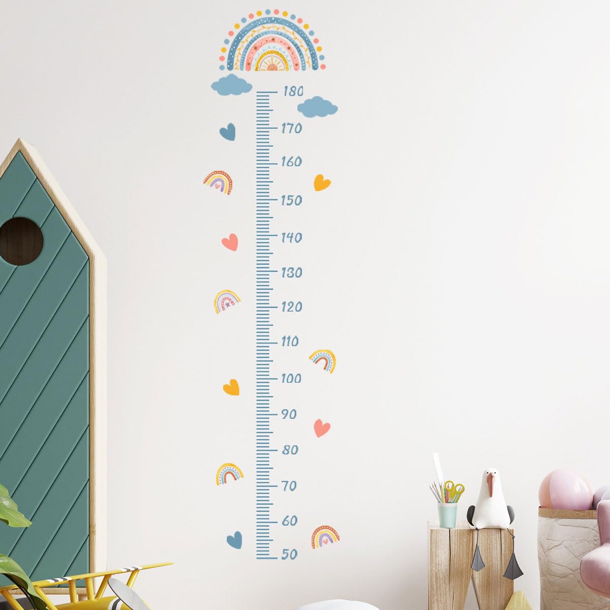 Baby Height Growth Chart,Baby Growth Chart,Wall Hanging Height Measuring Ruler,Wall Hanging Growth Chart,Animal Height Chart Wall Sticker for Kids,Removable Wall Decoration,50-180CM (Blue) - Image 4