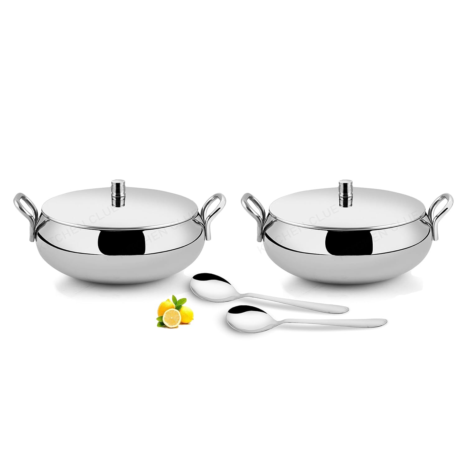 Stainless Steel Serving Bowl Set with Lids Comes with Serving Spoon (Pack of 2 Pcs, 1750 ML) Heavy Guage Cookware Set for Kitchen Durable & Sturdy – Easy to Cean – Easy to Store & Serve Stainless Steel Serving Bowl Set with Lids Comes with Serving Spoon (Pack of 2 Pcs, 1750 ML) Heavy Guage Cookware Set for Kitchen Durable & Sturdy – Easy to Cean – Easy to Store & Serve