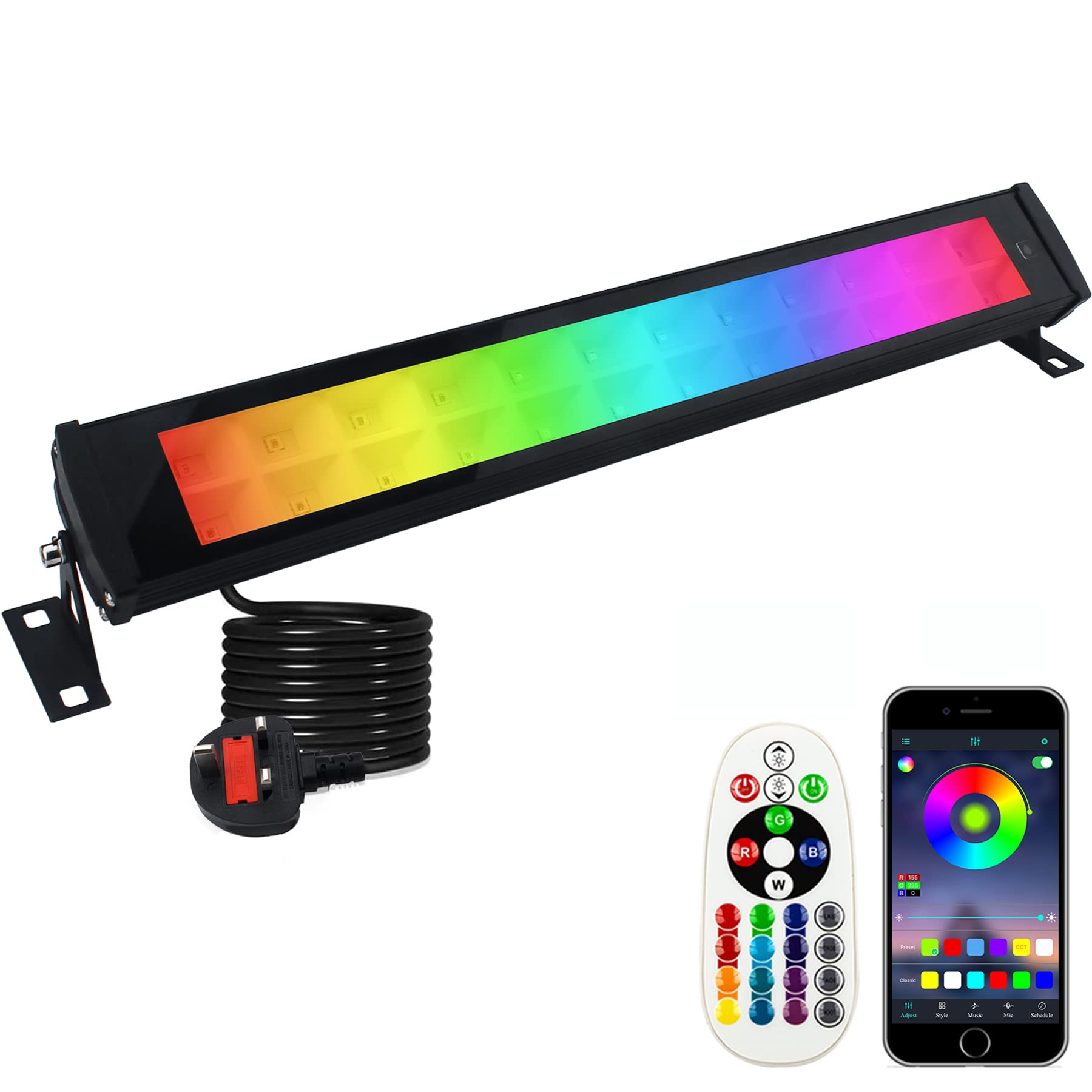 Sponsored Ad – Smart RGB LED Light Bars, 50W RGB LED Flood Lights Outdoor with Bluetooth and App, IP66 Waterproof Smart Color Changing Floodlight for Party Garden Halloween Stage Lighting