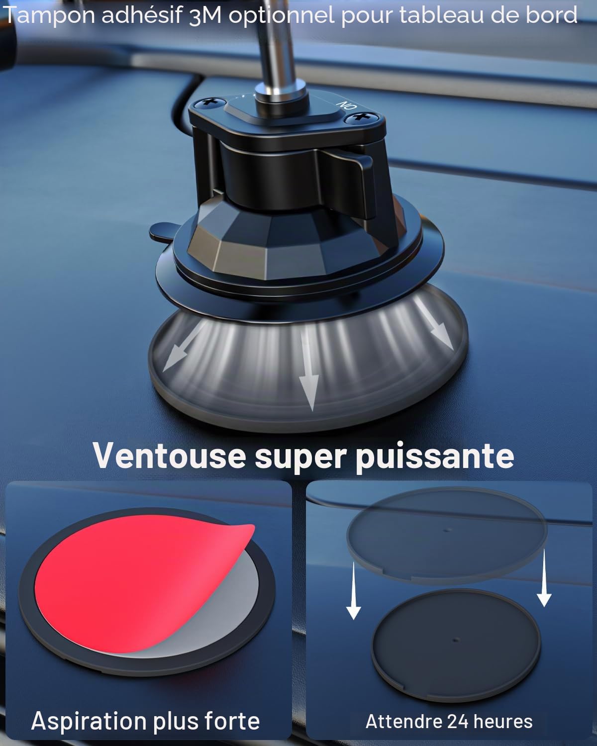 Support de tablette à ventouse pour voiture avant, Heavy Duty pour pare-brise de voiture, tableau de bord, tablette pour iPad Pro 12,9, iPad Air Mini, Galaxy Tabs, téléphone portable et