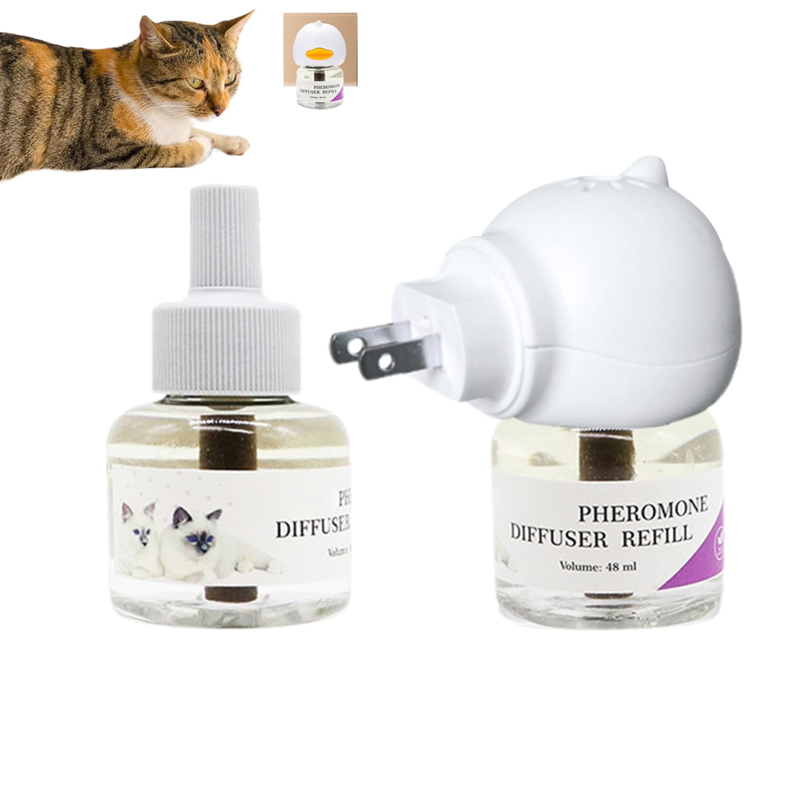 Cat Pheromone Diffuser - 100g Calming Plug Device, Quiet Comfort Stress Relief Vaporizer, Indoor Behavior Support Solution | Anti Spraying Reducer for House Kitten Multi Cat Homes