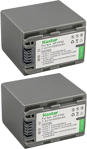 Kastar Paquete de 2 baterías NP-FP90  NP-FP91 de repuesto para Sony DCR-HC40, DCR-HC41, DCR-HC42, DCR-HC43, DCR-HC44, DCR-HC46, DCR-HC65, DCR-HC85,