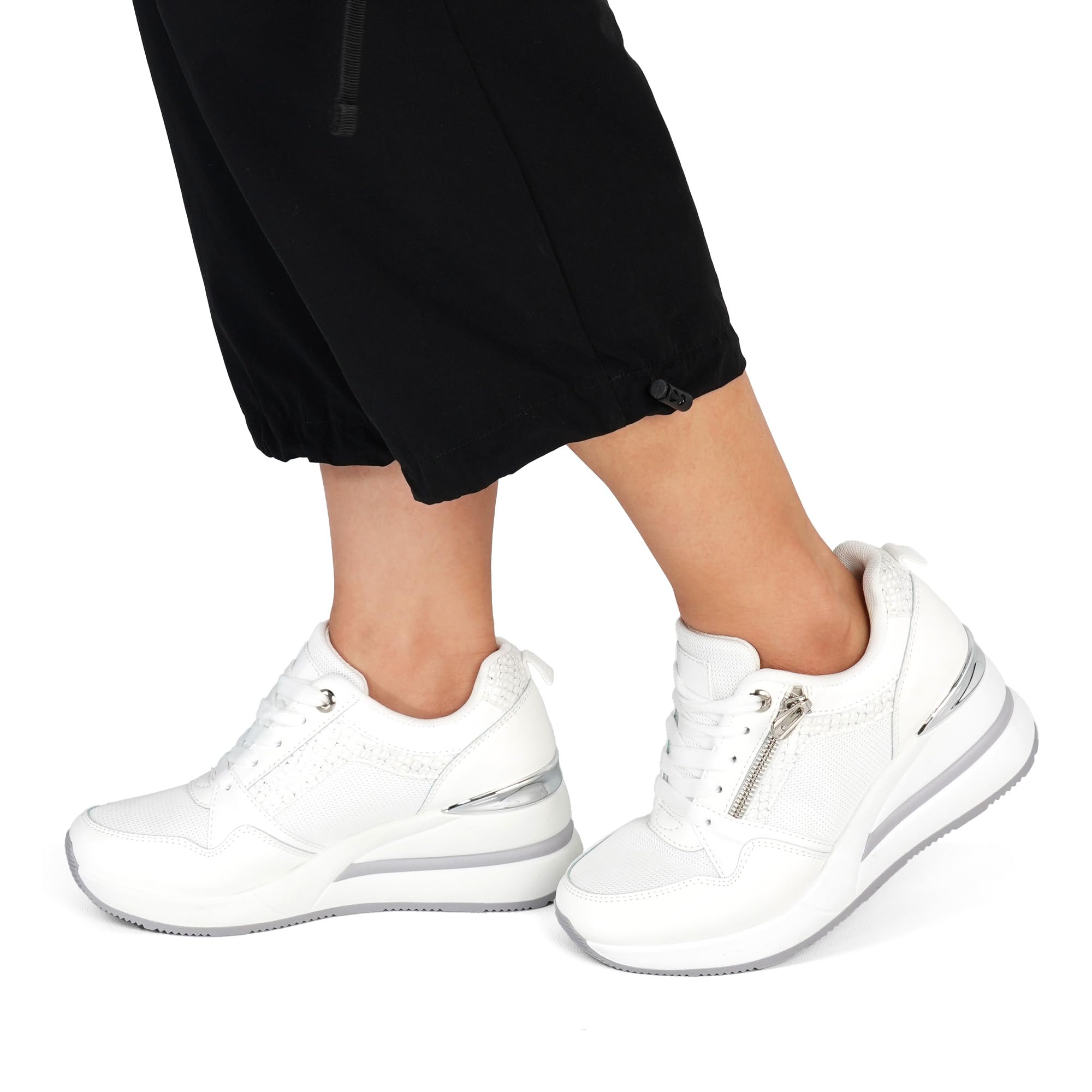 JOMIX Scarpe da Ginnastica Donna con Zeppa Sneakers Casual Comodo con Cerniera Laterale Antiscivolo