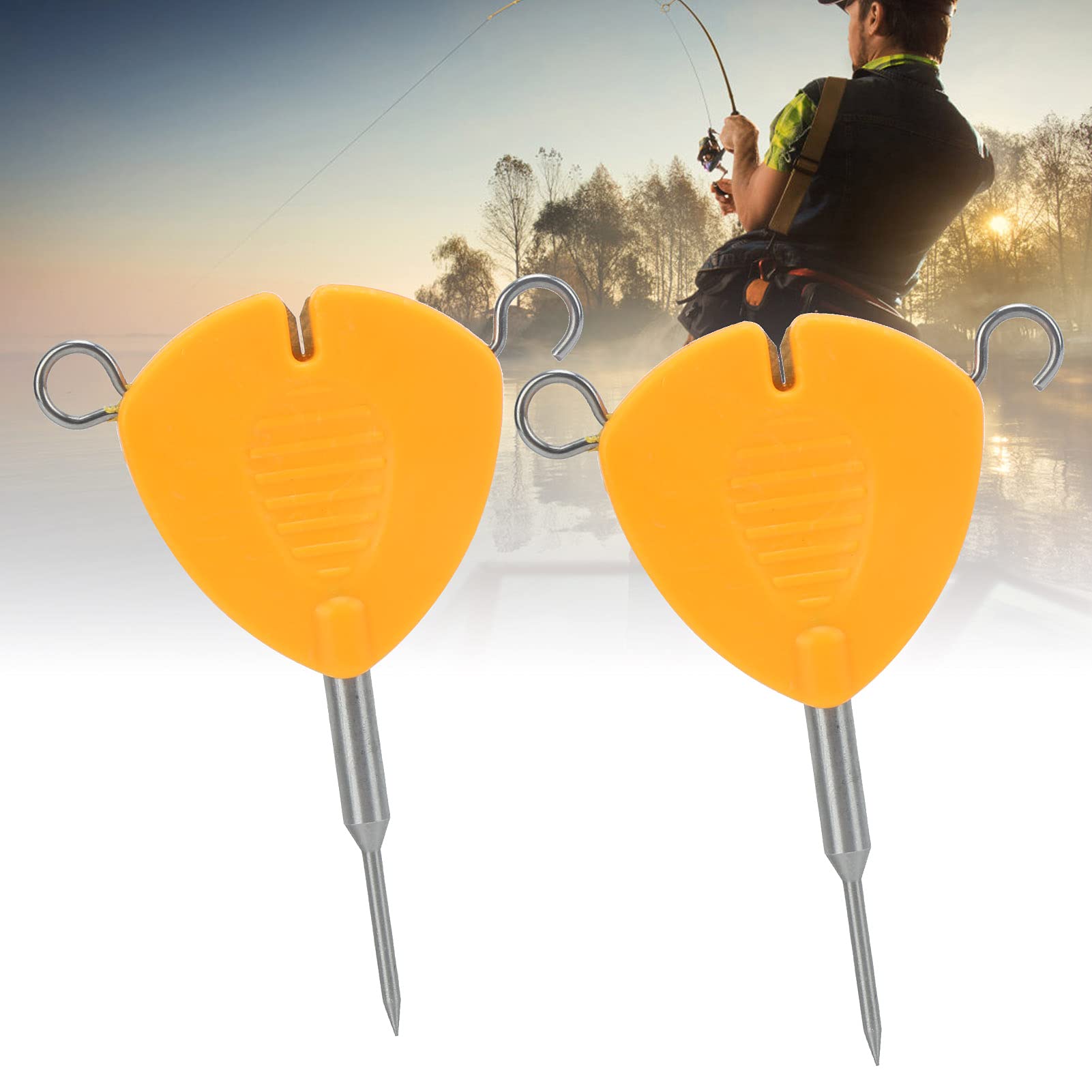 Yuecoom Bait Knot Puller, 2Pcs Portable Orange Fishing Knot Puller and Bait Needle Hook Fishing Line Knot Puller for Outdoor Fishing