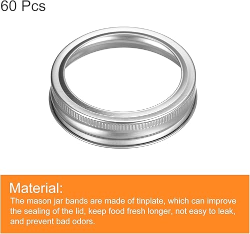 Miniatura 3 de uxcell Anillos para tarros de conserva, 60 unidades, bandas de repuesto para tarros de masón de hojalata de boca regular, a prueba de fugas, se
