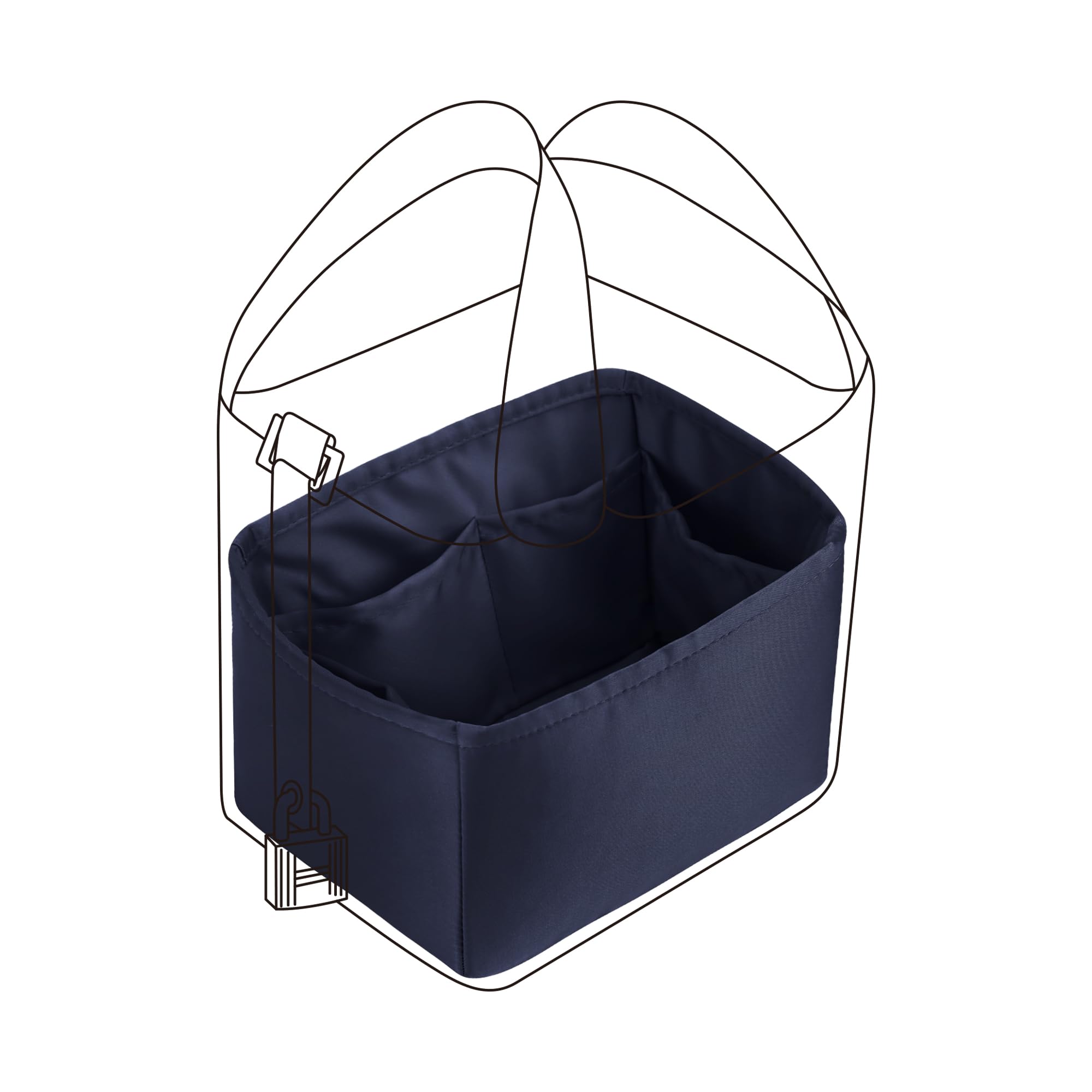 Dgaz Women's Blue Nuit Silk Handbag Organizer Fits Picotin18/22Bags, Silky Smooth, Luxury Handbag Tote In Bag Shapers (, Pc18)