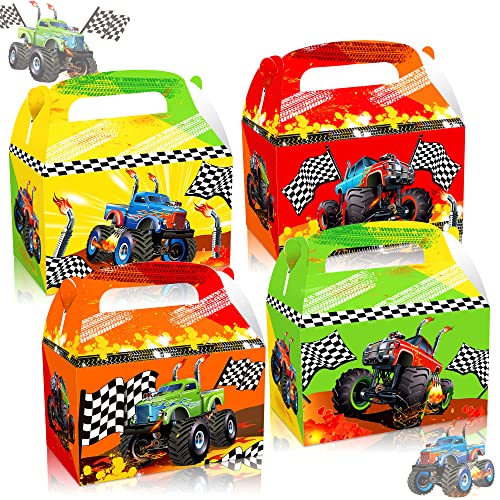 Roaring Good Time 12 PCS Monster Trucks Party Favor Boxes Monster Truck Party Supplies Set for Birthday Decorations Includes Favor Bags Cake Topper Boys Themed Party Favors Decoration