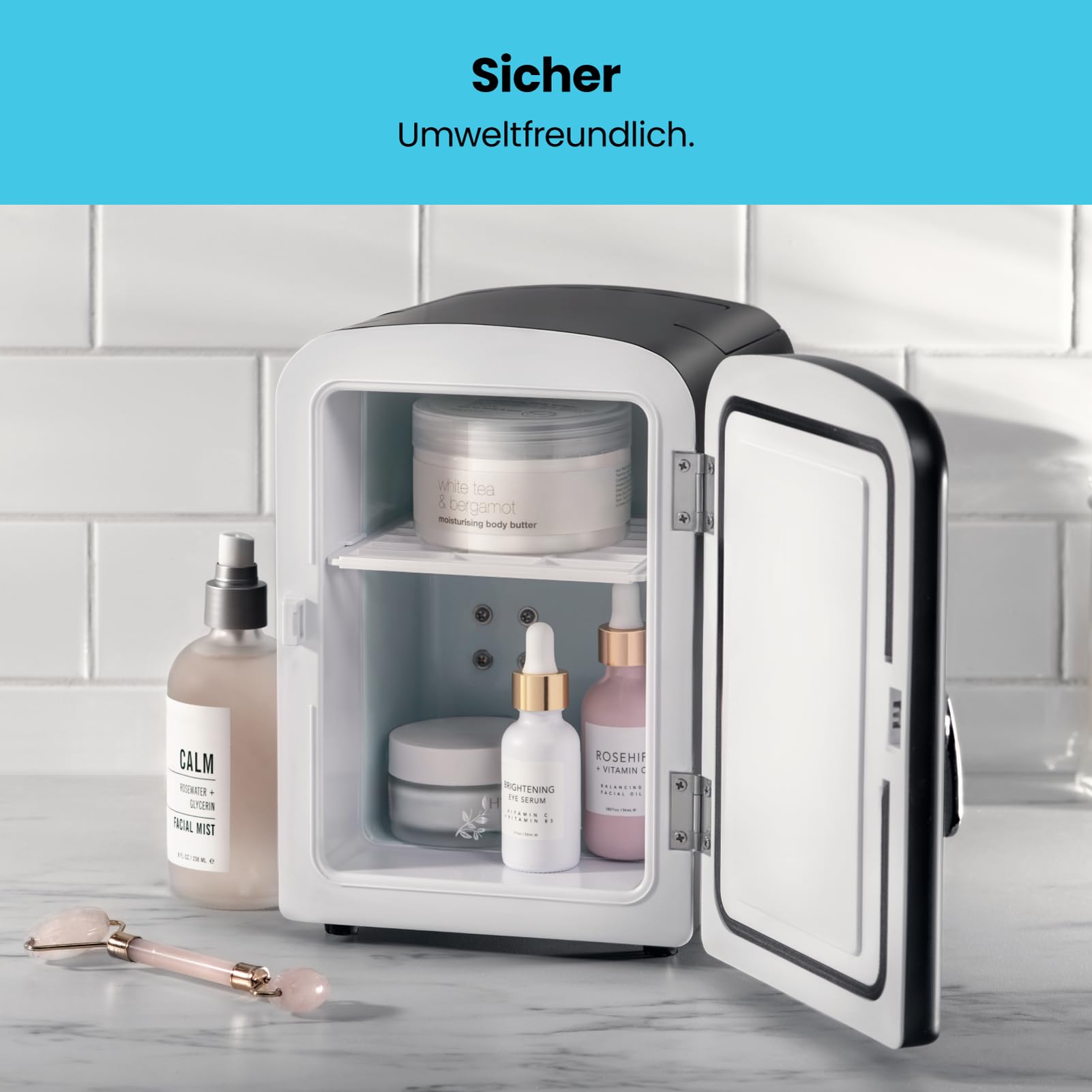 Iceman Mini-Kühlschrank 4L, beschreibbare Oberfläche, Kühlt & Heizt | inkl. abwischbare Stifte, für 6 Dosen, tragbar, inkl. Netzstecker, Schwarz