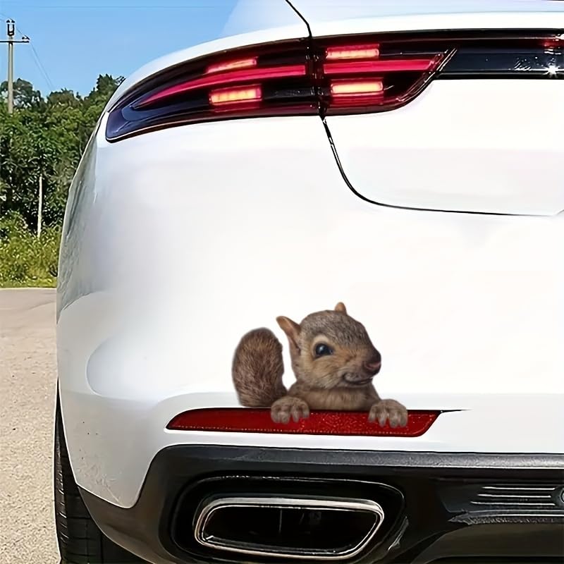 Image of 2pcs 3D Squirrel Car Window Decals - Cute Welcome Stickers for Cars, Motorcycles, Water Bottles, Walls, Racing Gear, Gift for Squirrel Lovers
