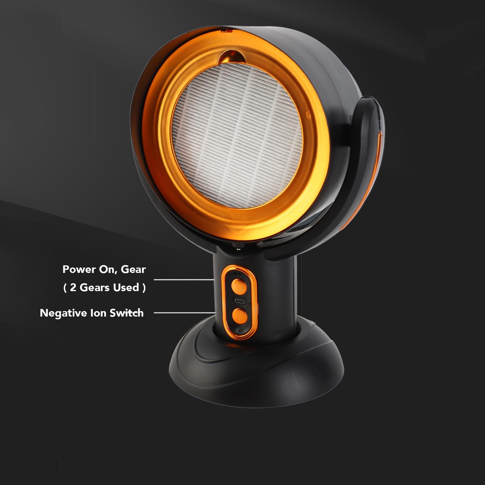 Cappa da cucina da tavolo, aspiratore da cucina portatile a ioni negativi a 2 velocità, filtro rimovibile per barbecue interno, pentola calda 5 V 8 W (Oro Nero)