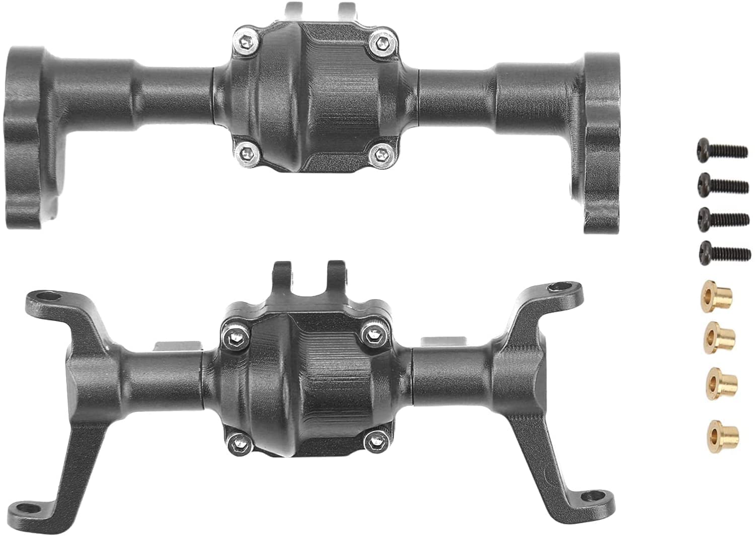 RC Front and Rear Axle Housing, Aluminium Alloy Metal CNC Axle Housing Set Axles for FMS FCX24 1/24 RC Car Power Plant & Driveline Systems (Titanium)