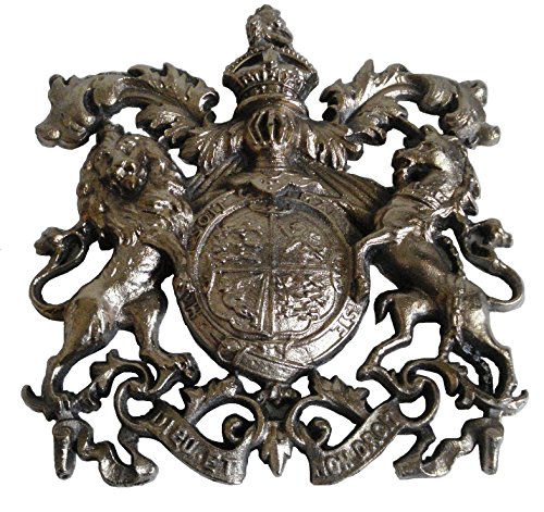 Antique Style Heavy CAST Safe Wall Plaque Plate â€“ Rarest Rare - Best Collection: (Brass, Royal Crest - Big)