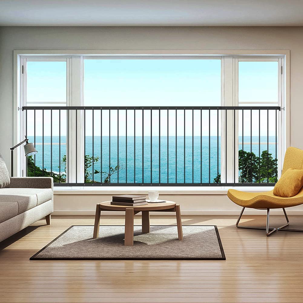 WAOWAO Window Safety Guards for Children Kids Child Toddler Pets Proof Extra Wide Black Tension Security Window Guard Gate for Home Fit 86.61"-111.80" (Black-4 Piece, Black)