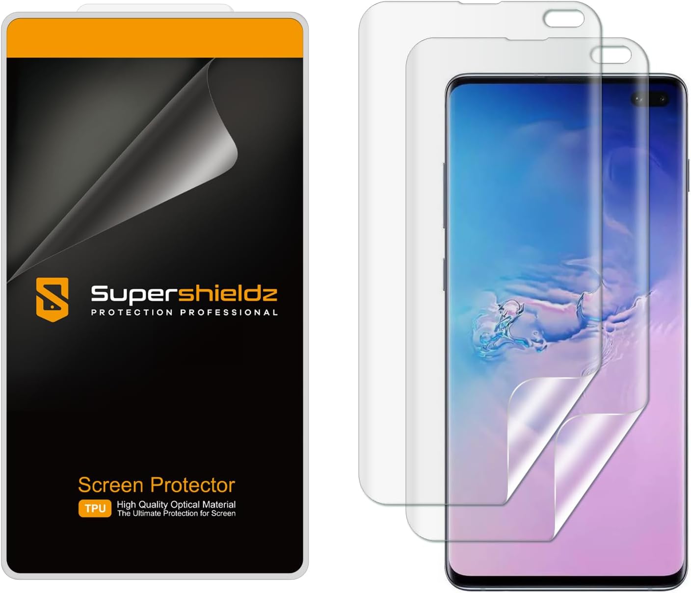 Supershieldz (2 Pack) Designed for Samsung (Galaxy S10 Plus) Screen Protector, (Full Coverage) High Definition Clear Shield (TPU)