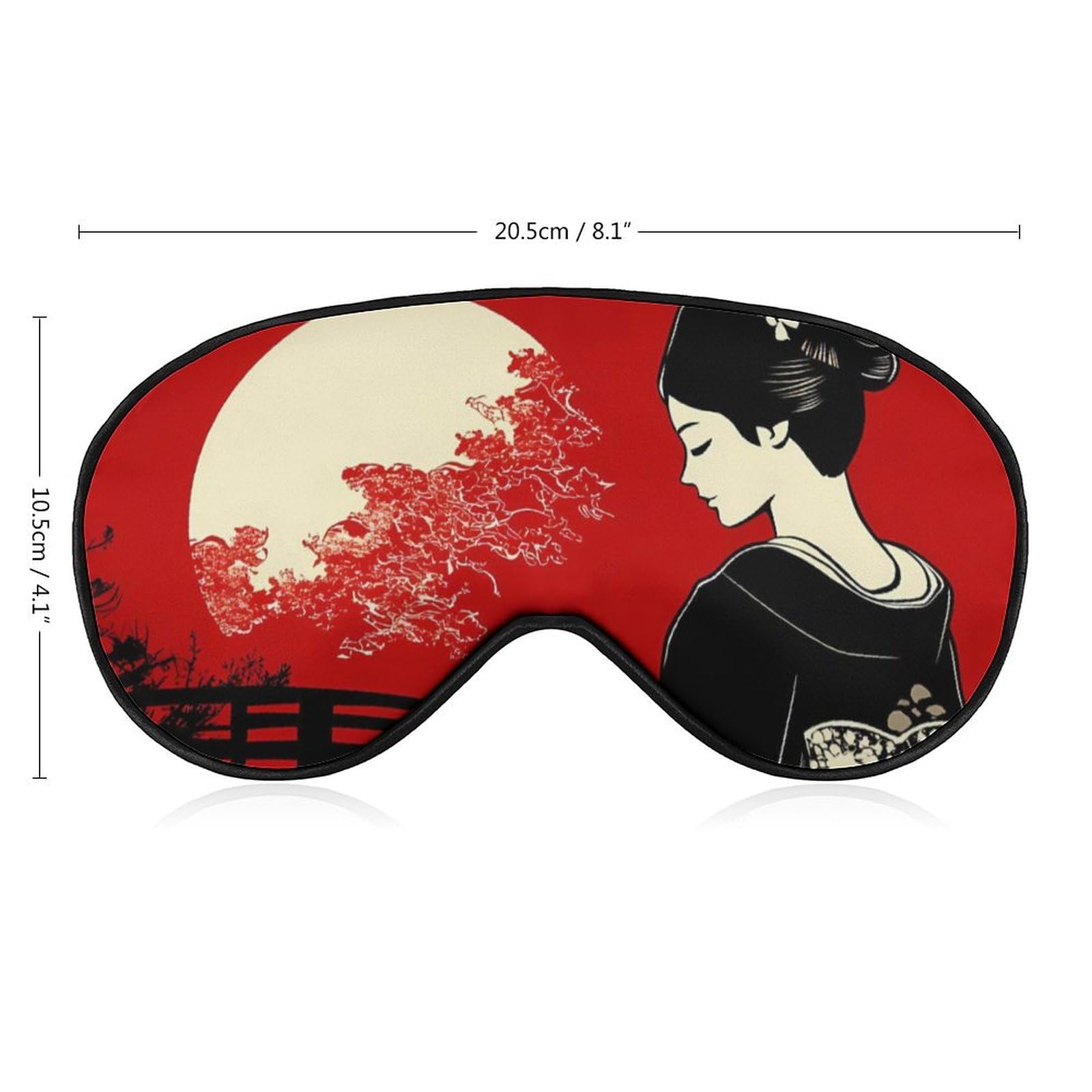 Japanese Geisha Moon Sleep Mask Eye Shade Cover Adjustable Strap for Travel Lunch Break Women Men