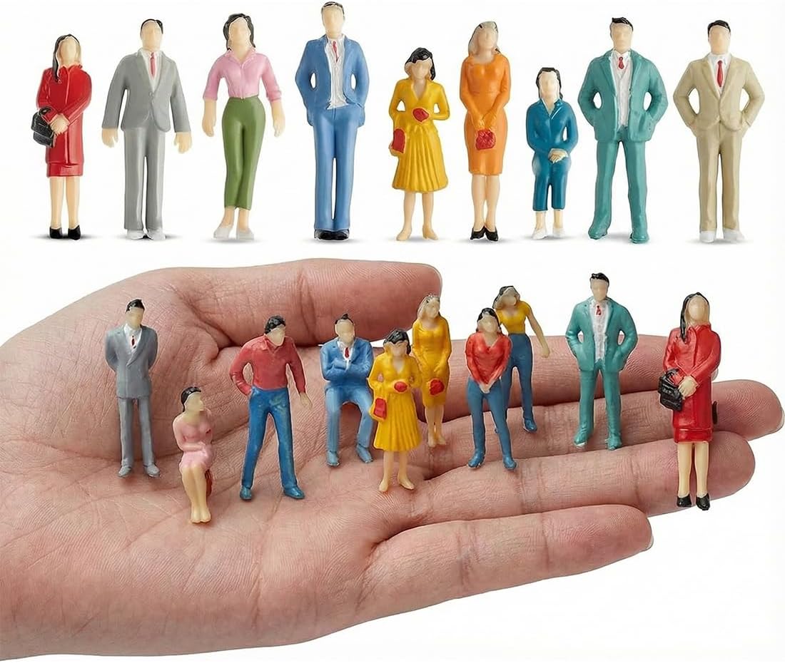 40 Piece Miniature Figures Set Model Railway Miniature Figures Toy Figures (1:50 Scale)