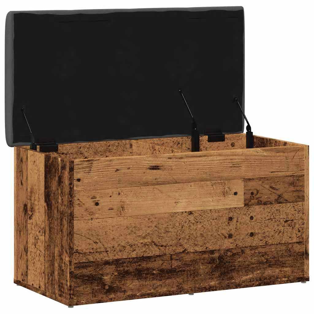 Ławka do siedzenia z miejscem do przechowywania, imitacja starego drewna, 82 x 42 x 45 cm, materiał drewnopochodny, ławka do garderoby, ławka na buty z klapką i półką, uniwersalna ławka do