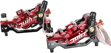 GTP4 4-Piston Cable Actuated Hydraulic Disc Brake Caliper Set, Hybrid Mechanical-to-Hydraulic Upgrade for MTB, eBike, Gravel - Post Mount, Pre-Bled with Finned Pads Front & Rear