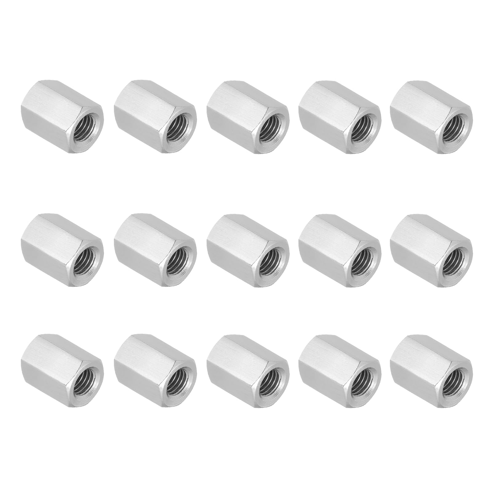 PATIKIL 3/8"-16 UNC 304 Stainless Steel Hex Coupling Nuts, 15Pcs 0.8" Length Fully Threaded Rod Coupling Nut Studding Connector Fasteners, Silver Tone