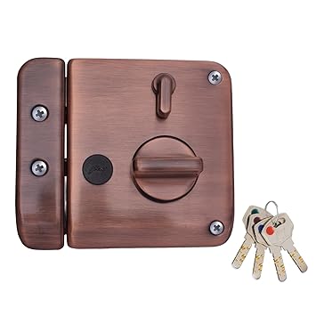 Godrej Ultra XL+ Tribolt 1CK Rim Lock for Main Door, Suitable for Left & Right Handed Doors, Inside Opening Wooden Door Rim Lock with 4 Keys (Anitique Copper, Pack of 1)