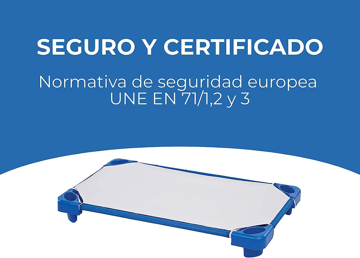 Pack de 6 Cunas Apilables para Guardería y 6 Sábanas Bajeras para Cuna Apilable – Cuna Apilable para Guardería 132cm x 58cm x 15cm y Sábana Bajera 132cm x 58cm