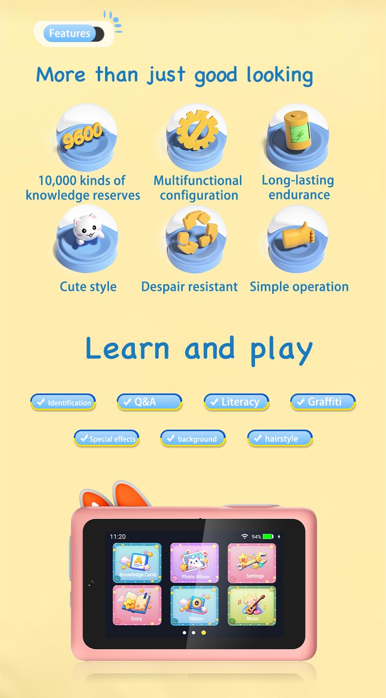 Kids Smart AI Learning Camera with Touch Screen, Educational Digital Camera for Children Photo Recognition, Voice Q&A - Image 3