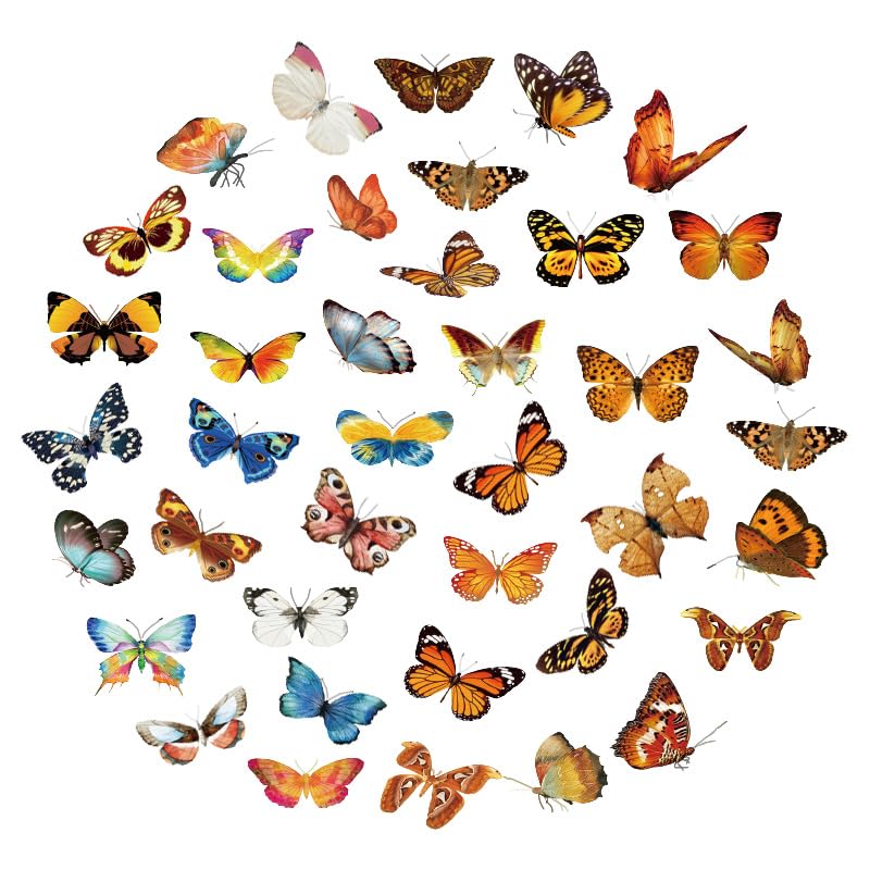 DKDXID 80pcs Pegatinas Mariposas Scrapbooking PET Impermeables Transparentes Stickers Bullet Journal Pegatinas Autoadhesivas Decorativas Butterfly Stickers para DIY Manualidades Álbumes de Recortes