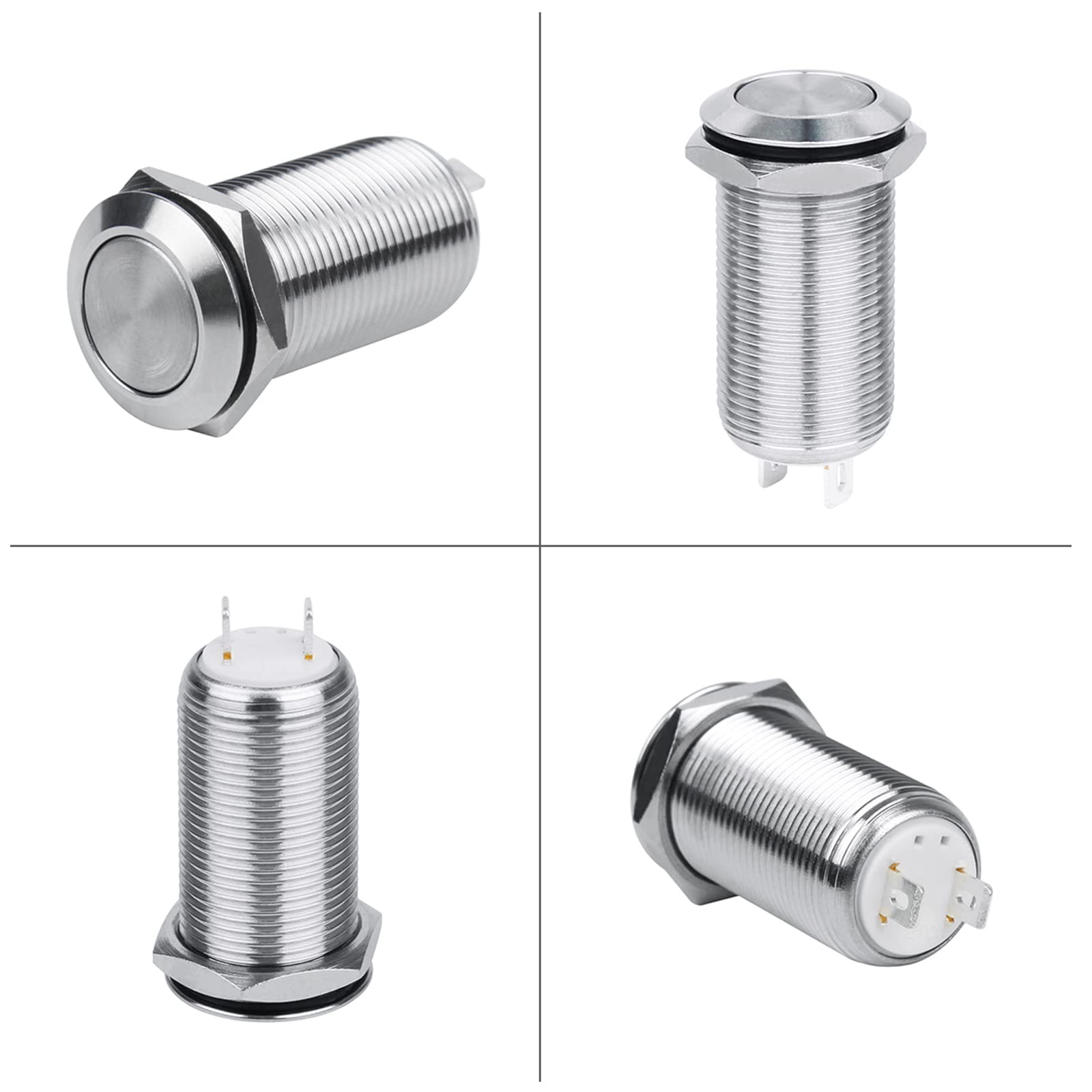 Larcele 19mm Druckschalter Mit Kontrollleuchte - 12V Verriegelungsschalter IP65 Wasserdicht, 5 Stück Set