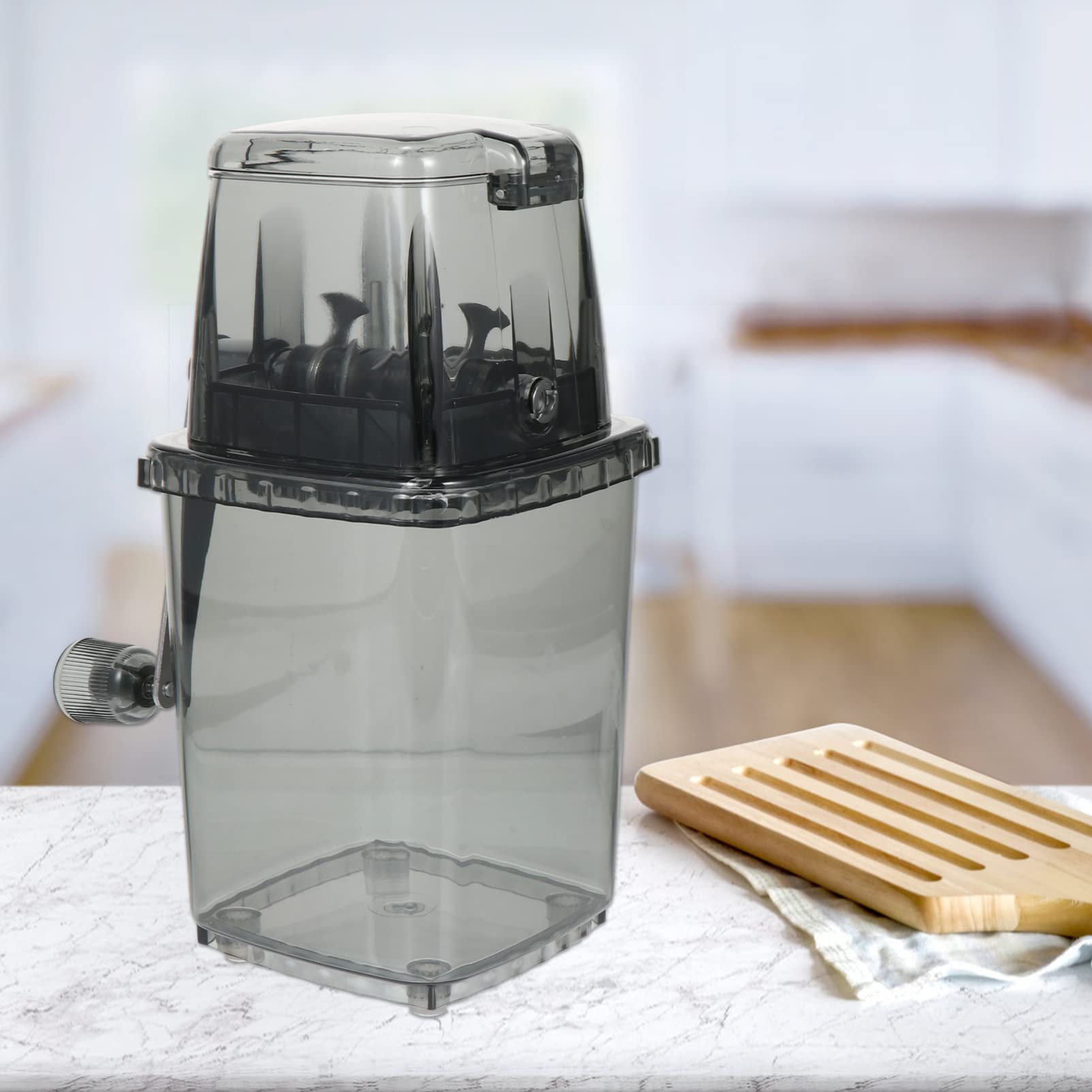Mikikit Eisschneider 2l Kapazität Manueller Kleiner mit Handkurbel Multifunktionaler Eiscrusher aus Edelstahl und Pp Kunststoff für Schneekegel und Slushies